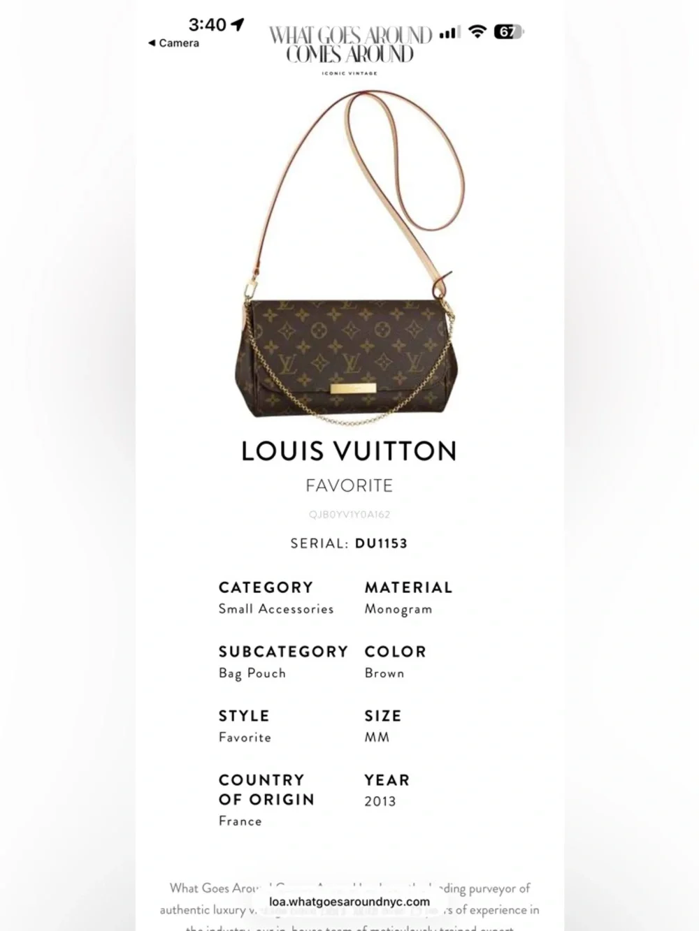 AUTHENTIC Louis Vuitton Favorite Monogram Canvas Crossbody - Picture 15 of 16